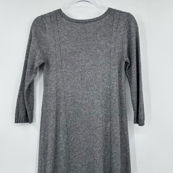 J Jill Grey Wool-Blend Ribbed Hem Sweater Dress Gray Knit Midi Womens Size S - Picture 10 of 12